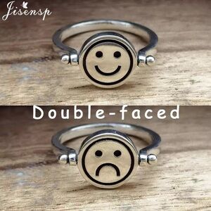 Silver Double-Faced Smiley Ring